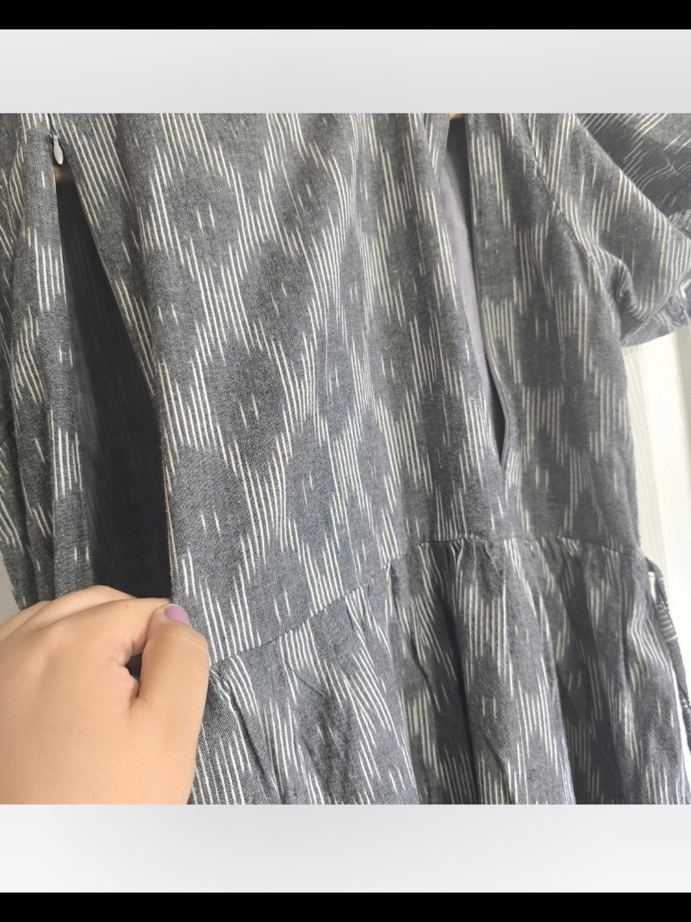 EMMA Gray Midi Dress Short Sleeve Breastfeeding Zipper Opening Maternity - Picture 3 of 10